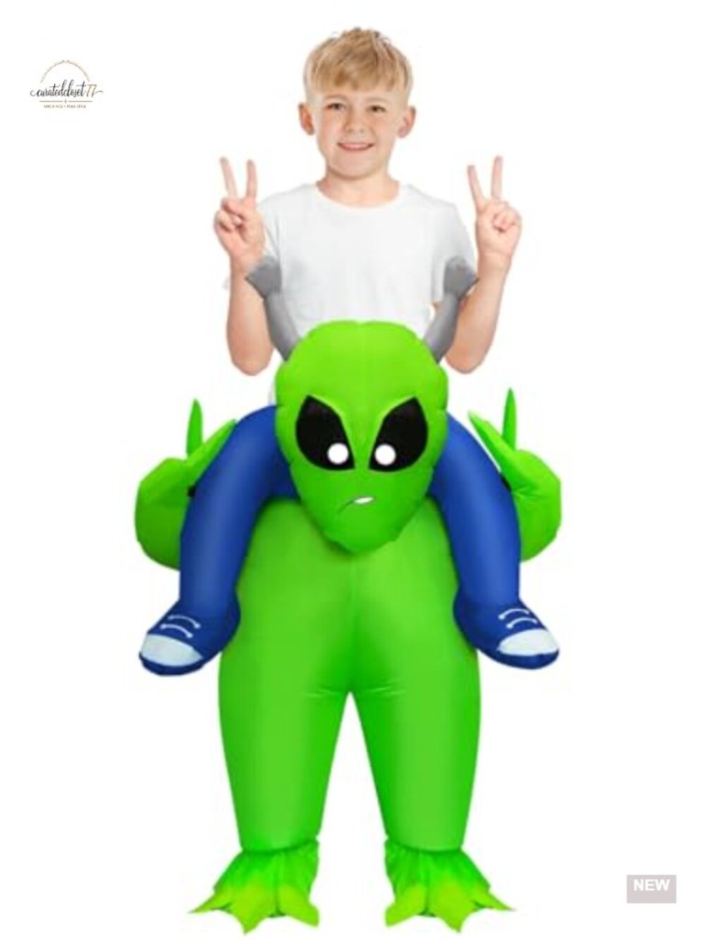 Inflatable Alien Ride On Costume Kids Polyester Sleeveless Halloween